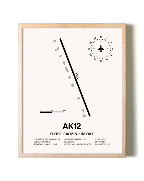 Flying Crown Airport framed wall art in white frame