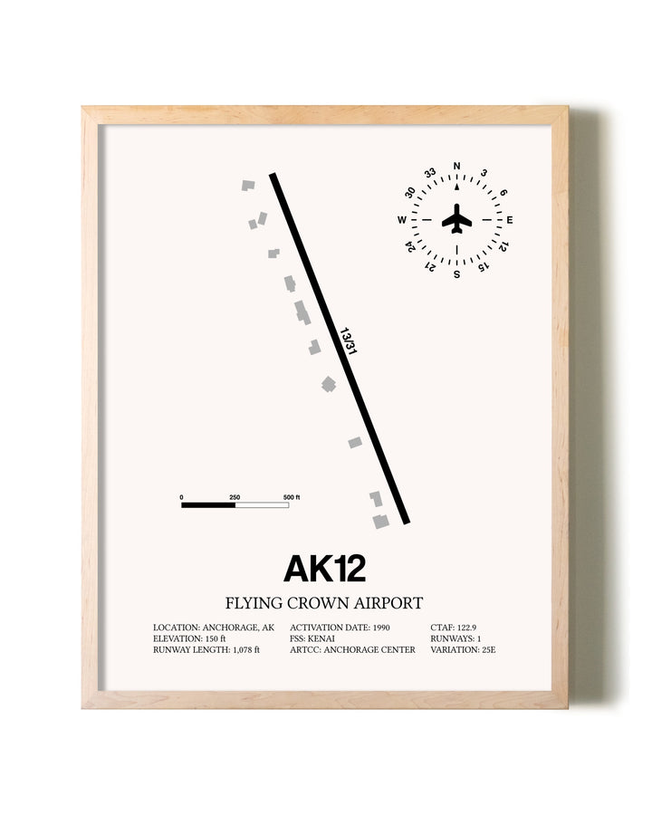 Flying Crown Airport framed wall art in white frame