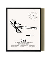 Framed Cheyenne Regional Airport / Jerry Olson Field wall art poster in black frame