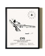 Framed Cheyenne Regional Airport / Jerry Olson Field wall art poster in black frame