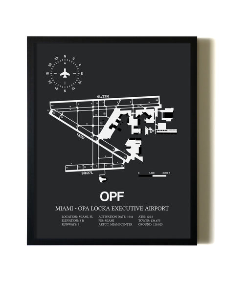 Unframed Miami-Opa Locka Executive Airport map print poster