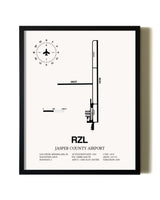 Framed Jasper County Airport wall art poster in black frame