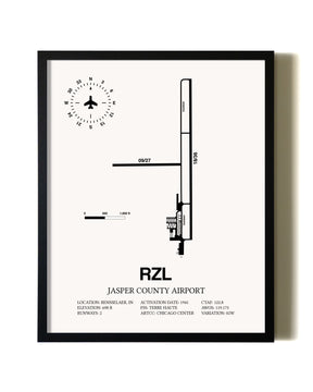 Framed Jasper County Airport wall art poster in black frame