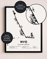 Framed Mallory Airport layout wall art poster