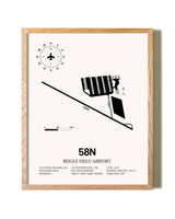 Reigle Field Airport framed print in natural wood frame
