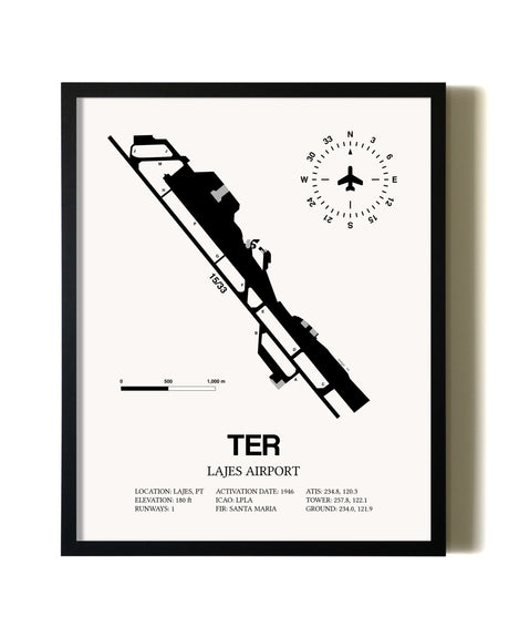 Unframed Lajes Airport map print poster