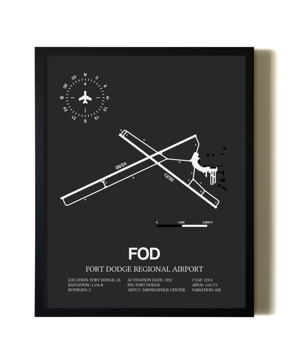 Unframed Fort Dodge Regional Airport map print poster