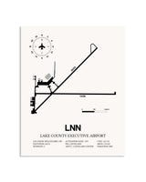 Gray Lake County Executive Airport framed poster displayed in an airplane hangar