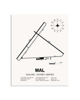 Gray Malone-Dufort Airport framed poster displayed in an airplane hangar