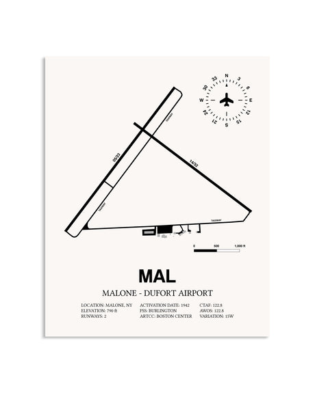 Gray Malone-Dufort Airport framed poster displayed in an airplane hangar