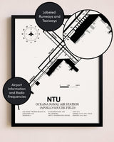 Framed Oceana Naval Air Station (Apollo Soucek Field) layout wall art poster