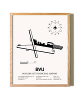 Boulder City Municipal Airport framed print in natural wood frame