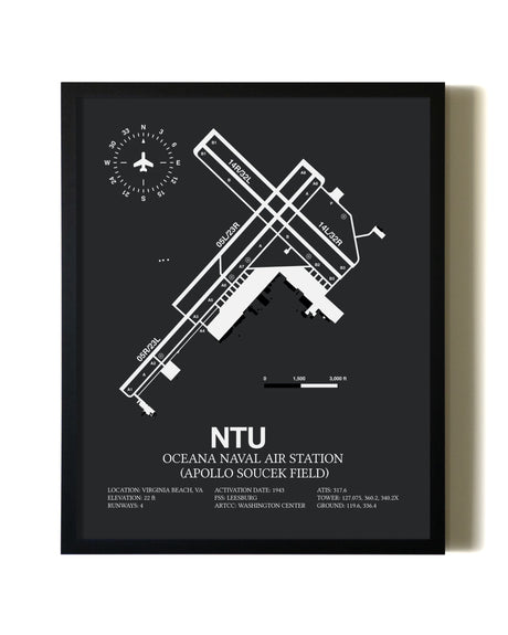 Unframed Oceana Naval Air Station (Apollo Soucek Field) map print poster