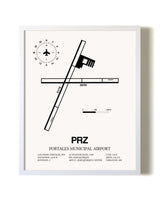 Portales Municipal Airport airport map poster in oak frame