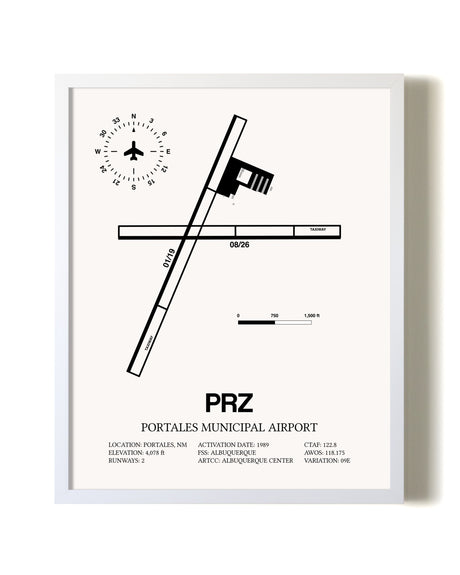 Portales Municipal Airport airport map poster in oak frame