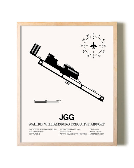 Waltrip Williamsburg Executive Airport framed wall art in white frame