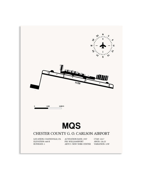 Gray Chester County G. O. Carlson Airport framed poster displayed in an airplane hangar