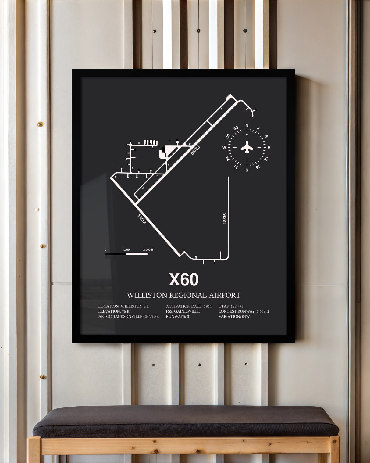 Frame color options for Williston Regional Airport Wall Art