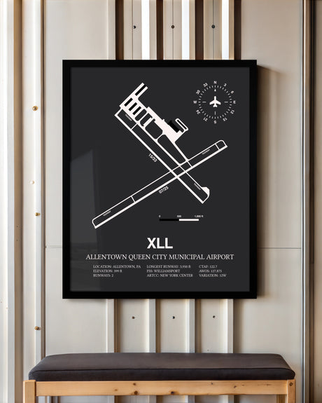 Frame color options for Allentown Queen City Municipal Airport Wall Art