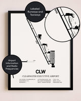 Framed Clearwater Executive Airport layout wall art poster