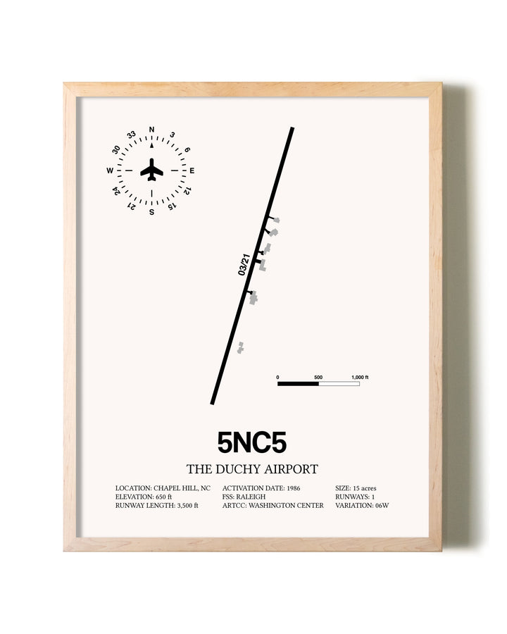 The Duchy Airport framed wall art in white frame