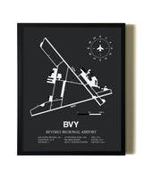 Unframed Beverly Regional Airport map print poster