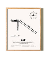 North Platte Regional Airport / Lee Bird Field framed print in natural wood frame