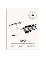 Gray Sheremetyevo International Airport framed poster displayed in an airplane hangar