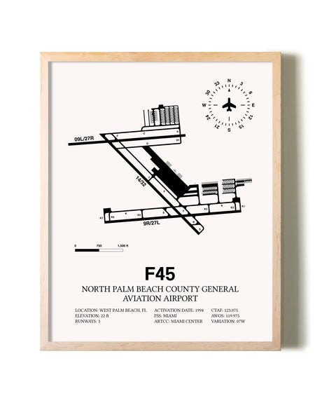 North Palm Beach County General Aviation Airport framed wall art in white frame