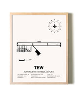 Mason Jewett Field Airport framed wall art in white frame
