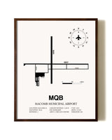 Macomb Municipal Airport aviation print in walnut frame