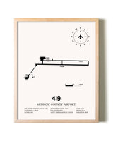 Morrow County Airport framed wall art in white frame