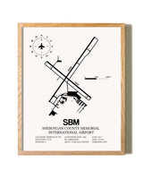 Sheboygan County Memorial International Airport framed print in natural wood frame