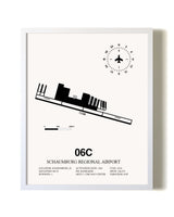 Schaumburg Regional Airport airport map poster in oak frame