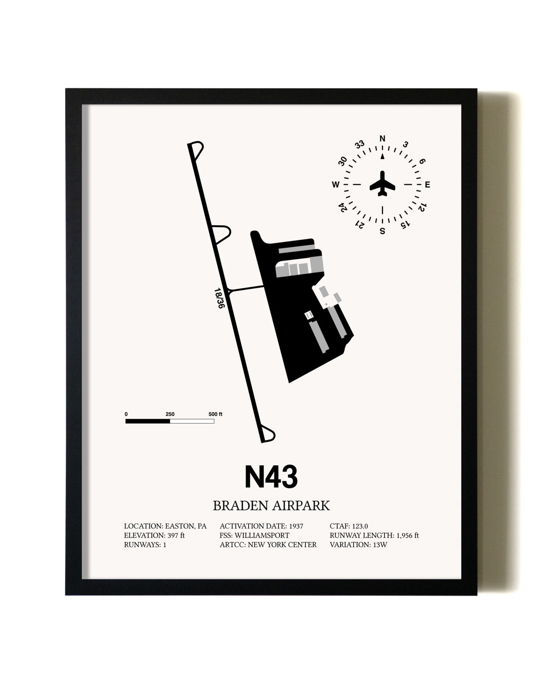 Framed Braden Airpark wall art poster in black frame
