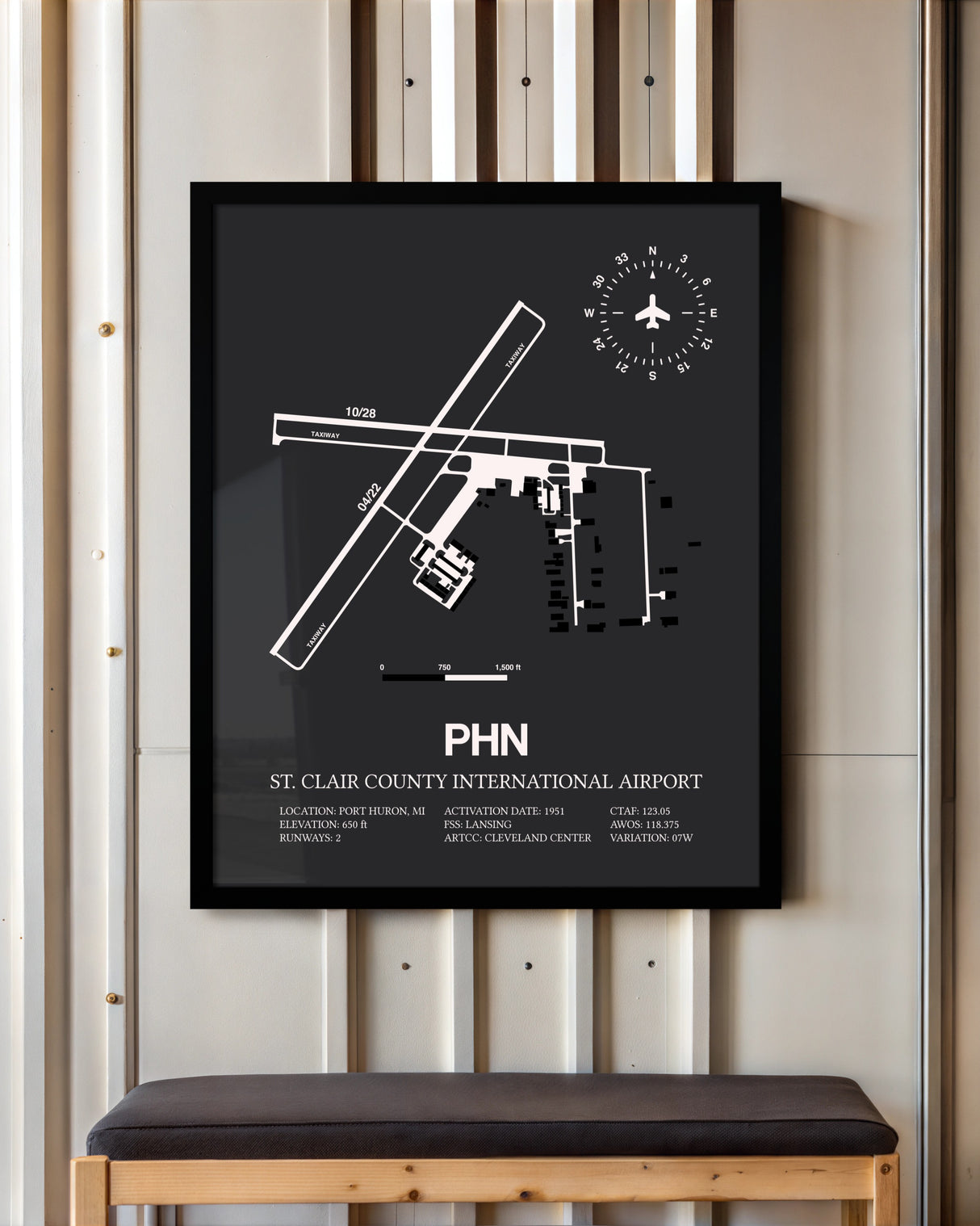 Frame color options for St. Clair County International Airport Wall Art