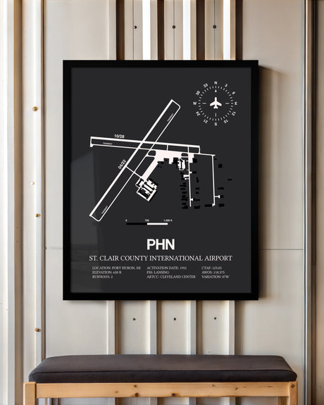 Frame color options for St. Clair County International Airport Wall Art