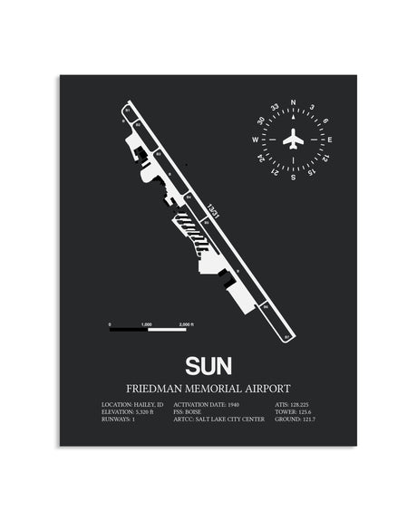Gray Framed Friedman Memorial Airport layout wall art poster