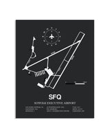 Gray Framed Suffolk Executive Airport layout wall art poster
