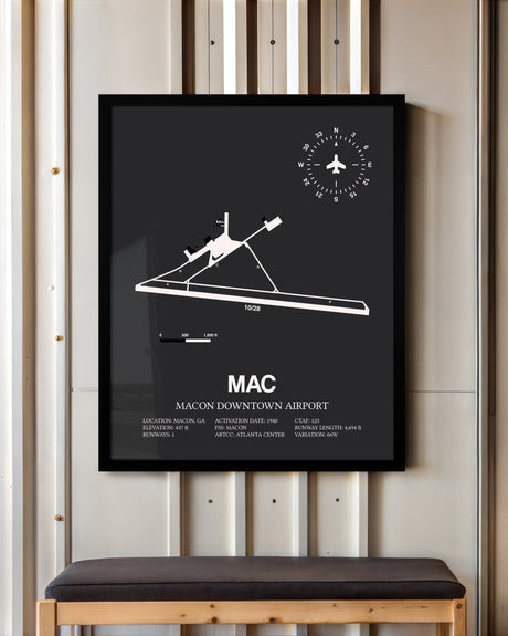 Frame color options for Macon Downtown Airport Wall Art