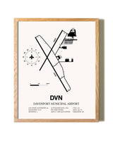Davenport Municipal Airport framed print in natural wood frame