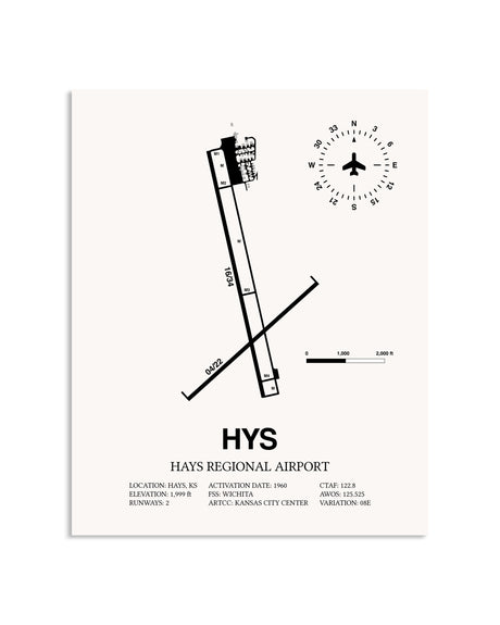 Gray Hays Regional Airport framed poster displayed in an airplane hangar