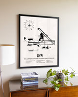 Syracuse Hancock International Airport aviation wall décor in black wood frame