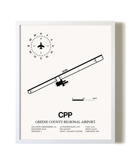 Greene County Regional Airport airport map poster in oak frame