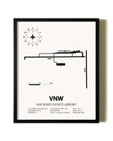 Framed Van Wert County Airport wall art poster in black frame
