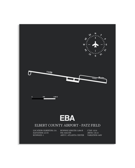 Gray Framed Elbert County Airport-Patz Field layout wall art poster