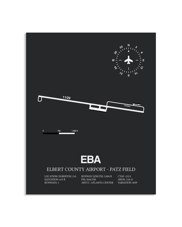 Gray Framed Elbert County Airport-Patz Field layout wall art poster