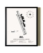 Framed Asheville Regional Airport wall art poster in black frame