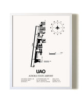 Aurora State Airport airport map poster in oak frame