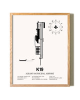 Albany Municipal Airport framed print in natural wood frame